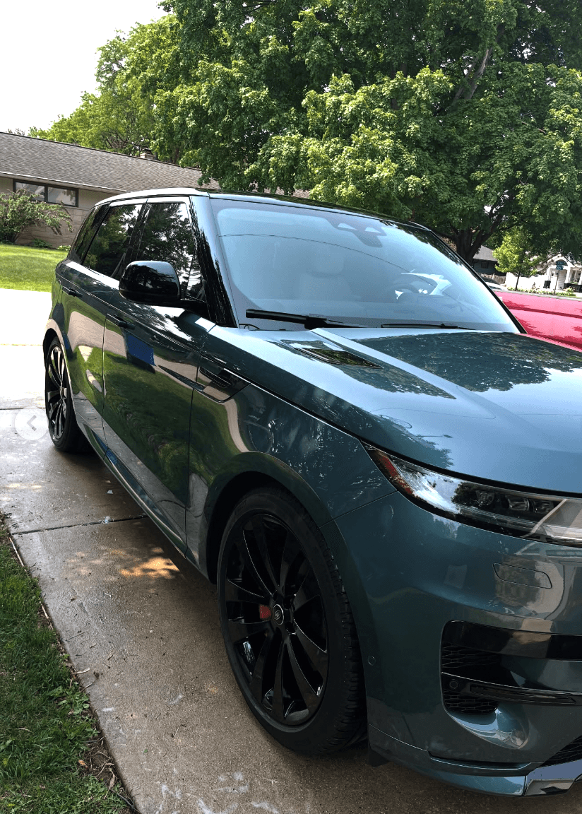 Range Rover Sport front view after exterior detail with glossy paint